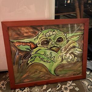 Framed Baby Yoda Art Print
